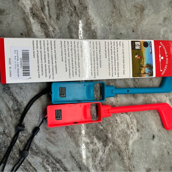 2 Pc Golf Club Hand Grip For Nintendo Switch Joy-Con Mario Golf Super Rush Game - Picture 3 of 3